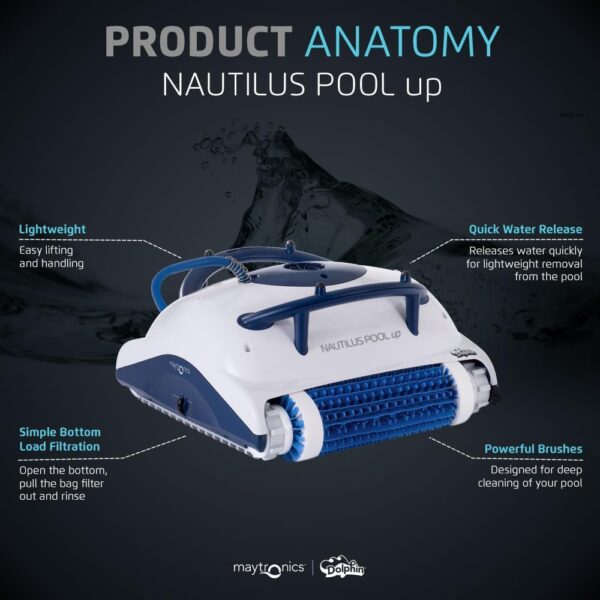 F72230F2-CCA2-FB52-024E-F9B53560F472.jpg Dolphin Nautilus CC Plus Wi-Fi Automatic Robotic Pool Vacuum Cleaner. Always Cleaning. Never Charging. with Wall Climbing Scrubber Brush. Ideal for In-Ground Pools up to 50 FT in Length