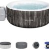 Bestway SaluSpa Fiji AirJet Large Round 2 to 4 Person Inflatable Hot Tub Portable Outdoor Spa with 120 AirJets and EnergySense Cover. Grey