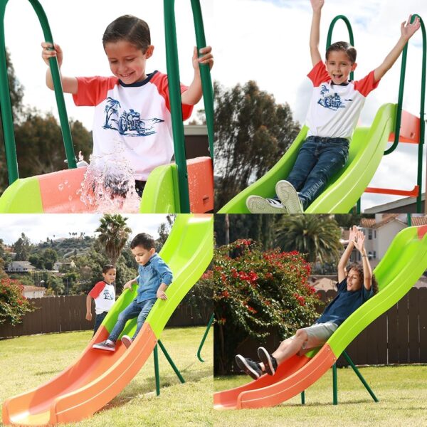 F99A63F7-CAEE-A8A0-CAC4-43EE0D692589.jpg Outdoor Playground Slide. Big Backyard Freestanding Plastic Slide. 10 ft Outdoor Swing Set Slide for Kids Ages 4-8