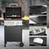 MASTER COOK 3 Burner BBQ Propane Gas Grill. Stainless Steel 30.000 BTU Patio Garden Barbecue Grill with Two Foldable Shelves