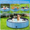 Foldable Dog Swimming Pool. 120"x20" Oversize Collapsable Hard Plastic Potable Bathing Tub for Pet Dog Kiddie Pool Indoor and Outdoor Leakproof PVC Play Pool for Large Dogs Pets Puppy Kids Blue