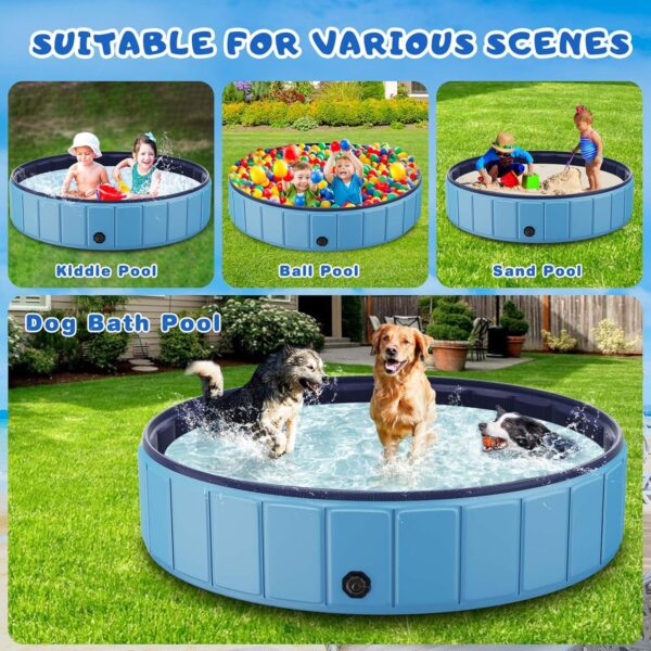 FD56A5B0-93AB-F9B9-B0C9-BC825D660F6B.jpg Foldable Dog Swimming Pool. 120"x20" Oversize Collapsable Hard Plastic Potable Bathing Tub for Pet Dog Kiddie Pool Indoor and Outdoor Leakproof PVC Play Pool for Large Dogs Pets Puppy Kids Blue