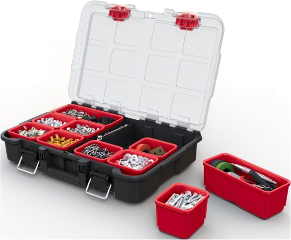 FFDA1C48-EB35-9CF0-7932-F25514F2371E.jpg Keter Stack-n-Roll Modular Tools Organizer for Garage Storage and DIY. 3 Piece Resin Rolling Tool Box System for Small Parts