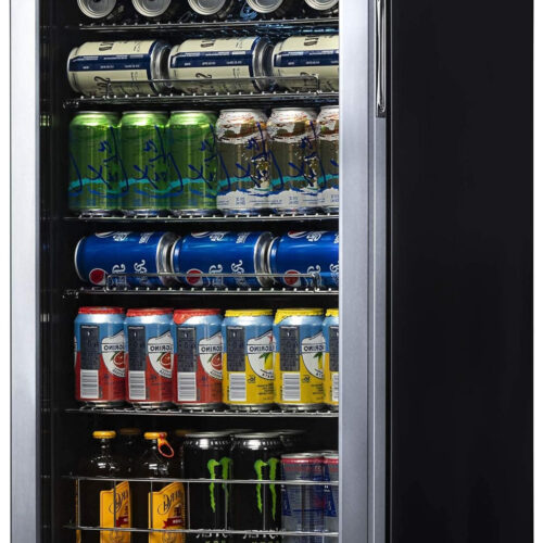 Beverage Refrigerator Cooler | 126 Cans Free Standing with Right Hinge Glass Door