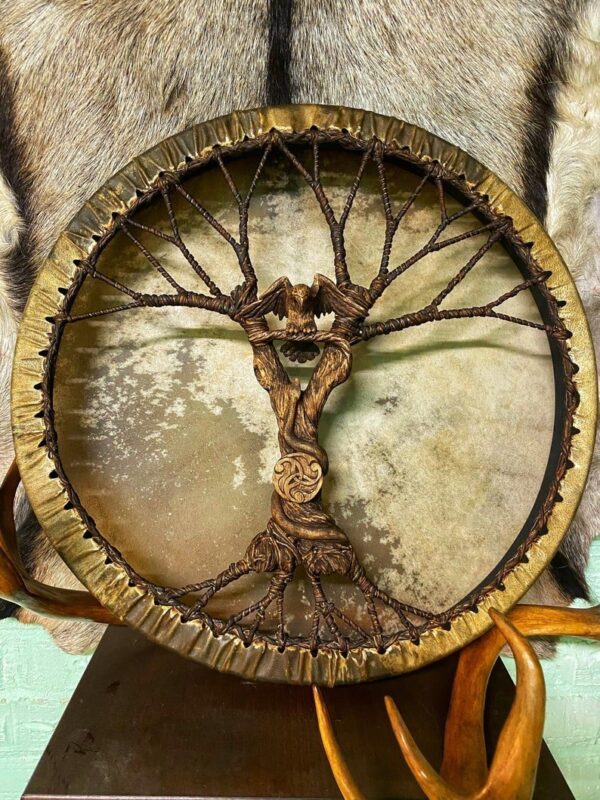 ed1c357b9635b0e999ff9a5ccb7c689b.jpg 🥁Eagle Shaman drum "Tree of life" Siberian drum Spirit music