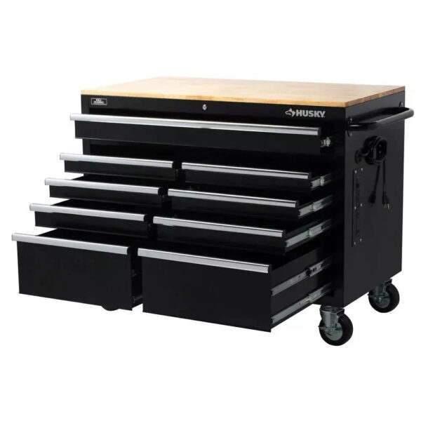 f1ef02f287934917868c8c2cda0b5623 46 in. W x 24 in. D 9-Drawer Gloss Black Deep Tool Chest Mobile Workbench